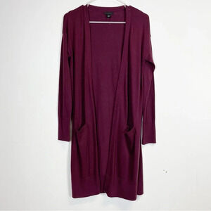 NEW Halogen Sweater Womens XS Maroon Pocket Cardigan Long Sleeve NWOT